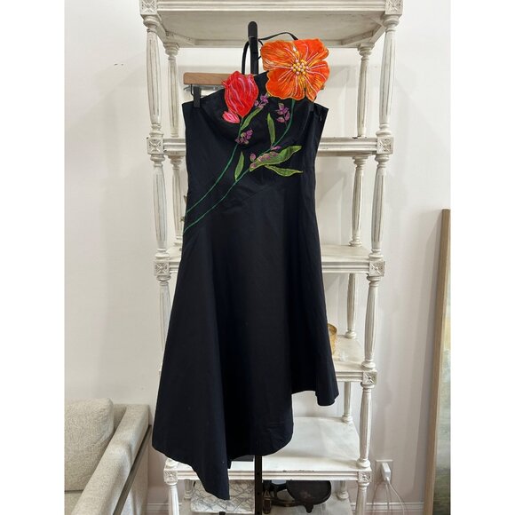 Anthropologie Yukiko Noritake Asymmetrical Floral Midi Dress Size Small Y2K - Picture 5 of 6